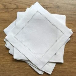 White Linen Cocktail Napkin 6"x6" Set Of 50 Linen Cloth Napkin Coasters-Ladder Hemstitch 100% Linen Beverage Party Napkin Coaster Super Value Bulk 50 Pack -Wilton Shop 51DUAkCMufL