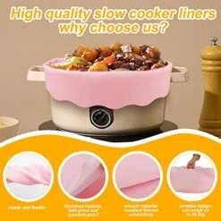 Silicone Slow Cooker Liner 6-8 Quart Compatible With Crockpot, Reusable Heat Resistant 6-8 Quart Slow Cooker Silicone Liner Slow Cooker Liner Bag For Crockpot Oval Or Round Pots (Pink) -Wilton Shop 51DXAu88d8L