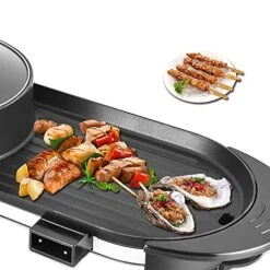 Lectric Hot Pot Grill Combo, 2 In 1 Portable Multifunctional Barbecue Grill Non-stick Teppanyaki Pan Soup, Indoor Outdoor Large Capacity Shabu With Pan 9 Lectric Hot Pot Grill Combo, 2 In 1 Portable Multifunctional Barbecue Grill Non-stick Teppanyaki Pan Soup, Indoor Outdoor Large Capacity Shabu With Pan -Wilton Shop 51DYkiZE5vS
