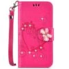 Galaxy Note 9 Case,Shiny Butterfly Rhinestone Emboss Love Floral Pu Leather Diamond Bling Wallet Strap Case With Card Holder Magnetic Flip Cover Compatible With Samsung Galaxy Note 9,rosy -Wilton Shop 51Df64CkVgL