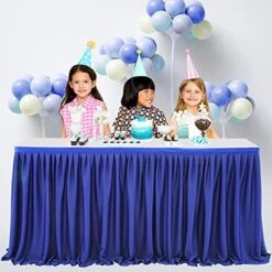 Leegleri White Polyester Pleated Table Skirt For Rectangle Table 6 Ft,Ruffle Tutu Table Cloth For Wedding,Baby Shower,Birthday Party,Banquet -Wilton Shop 51DheduynS. AC
