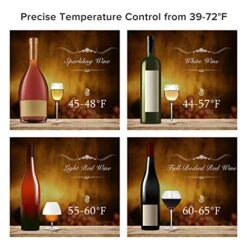 Wine Cooler Countertop Freestanding Wine Cellars Compressor System Champagne Chiller Digital Temperature Control UV-Protective Finish Max Load 24 Standard Bottle, Red