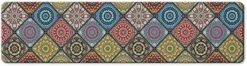 QiyI Floor Comfort Mat 1 Piece Kitchen Rug PVC Leather Waterproof Oil Proof Runner Rug Non Skid Laundry Standing Mat Anti Fatigue Foam Cushioned Doormat 17" W X 71" L - Ethnic Traditional Pattern -Wilton Shop 51E3KagY0aS. AC