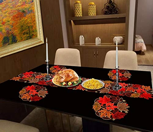 Embroidered Leaves Table Runner For Thanksgiving, Fall Or Autumn Harvest Decorations (14 × 70 Inches) 6 Embroidered Leaves Table Runner For Thanksgiving, Fall Or Autumn Harvest Decorations (14 × 70 Inches) - Image 4