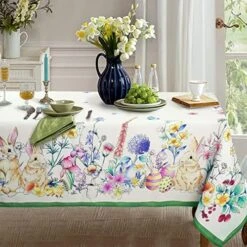 Easter Rectangle Tablecloth 60x120 Inch Spring Floral And Bunny Table Cloths Spill Proof Wrinkle Table Cloth For Kitchen Dining Decoration Holiday Parties -Wilton Shop 51EFeZeuL. AC