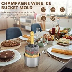 Champagne Ice Bucket, Wine Chiller Ice Mold, Bucket Ice Mold, Diy Kinds Of Ice Buckets You Like, Easily Make A Variety Of Exquisite Champagne Wine Buckets, Beautiful Decoration To Your Party. -Wilton Shop 51EH250sewL
