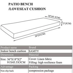 Memory Foam Chair Pads Non-Slip Rubber Back Indoor Swing /Settee Cushion 36'X18'X2'(91X45.5X5CM), Blue -Wilton Shop 51EIBCQwbyS