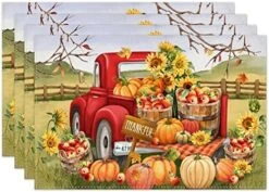 Fall Pumpkin Table Runner, Farm Apple Truck Autumn Thanksgiving Table Runners For Kitchen Dining Coffee Or Indoor And Outdoor Home Parties Decor 13 X 72 Inches SK087 -Wilton Shop 51EQLPPa2nL. AC