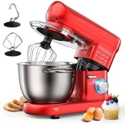 Stand Mixer, 5.8-QT 660W Electric Kitchen Mixer, 6-Speed Tilt-Head Household Stand Mixer, Kitchen Food Mixer With Dough Hook, Wire Whip And Beater, For Baking, Cake, Cookie, Kneading (Red)