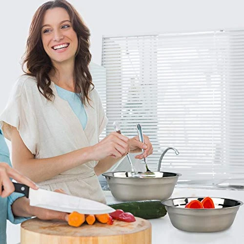 4-Pack Large Stainless Steel Mixing Bowls/Metal Prep Bowls, 10-Inch 8 4-Pack Large Stainless Steel Mixing Bowls/Metal Prep Bowls, 10-Inch - Image 6