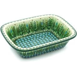 9¾-inch Rectangular Baker Made By Ceramika Artystyczna (Prairie Land Theme) Signature UNIKAT + Certificate Of Authenticity