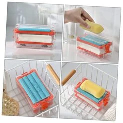4pcs Soap Box Travel Container Body Wash Container Multitools Soap Box Case Soap Dispenser Soap Dispenser With Roller And Drain Holes Soap Draining Box Travel Soap Container Orange -Wilton Shop 51F2reuzF7L