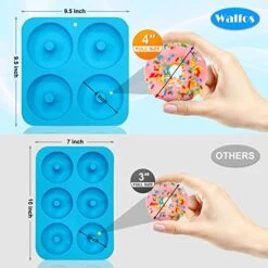 Full Size Silicone Donut Mold - 4 Inch Big Size Silicone Doughnut Pan Set, Non-Stick, Just Pop Out! Heat Resistant, BPA FREE And Dishwasher Safe, For Donut Cake Biscuit Bagels (3PK) 8 Full Size Silicone Donut Mold - 4 Inch Big Size Silicone Doughnut Pan Set, Non-Stick, Just Pop Out! Heat Resistant, BPA FREE And Dishwasher Safe, For Donut Cake Biscuit Bagels (3PK) -Wilton Shop 51F8SxexKbL