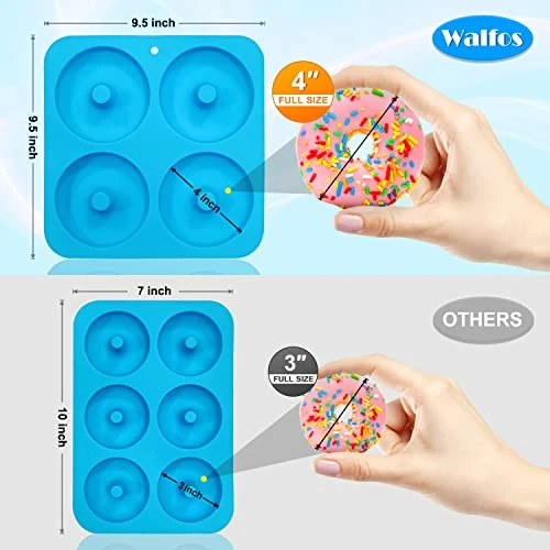 Full Size Silicone Donut Mold - 4 Inch Big Size Silicone Doughnut Pan Set, Non-Stick, Just Pop Out! Heat Resistant, BPA FREE And Dishwasher Safe, For Donut Cake Biscuit Bagels (3PK) 4 Full Size Silicone Donut Mold - 4 Inch Big Size Silicone Doughnut Pan Set, Non-Stick, Just Pop Out! Heat Resistant, BPA FREE And Dishwasher Safe, For Donut Cake Biscuit Bagels (3PK) - Image 2