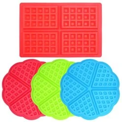 4 Pcs Waffle Mold,Sonku Silicone Heart-Shaped Square-Shaped Waffle Baking Molds Muffin Pans Chocolate Bread Pie Flan Bakeware