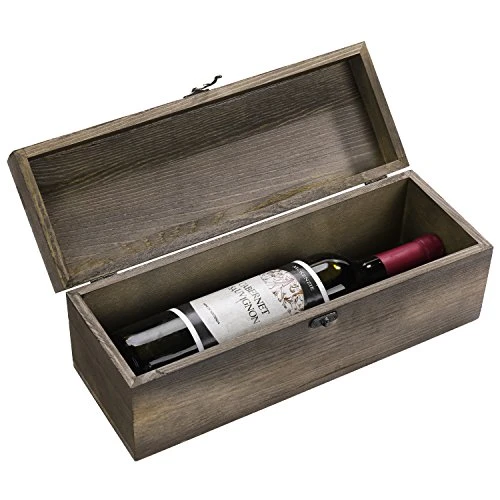 Rustic Burnt Solid Wood Wine Bottle Gift Box With Latched Lid, Decorative Bottle Storage Carrying Case With Chalkboard Label 3 Rustic Burnt Solid Wood Wine Bottle Gift Box With Latched Lid, Decorative Bottle Storage Carrying Case With Chalkboard Label