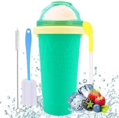 Slushy Cup - Tik Tok Magic Quick Frozen Smoothie Cup, Double Layer DIY Homemade Slushy Maker Cup, Food Grade Silicone Slushie Maker Cup With Spoon & Cleaning Brush For Kids, Birthday Gift - Blue -Wilton Shop 51FGnMZds4L. AC