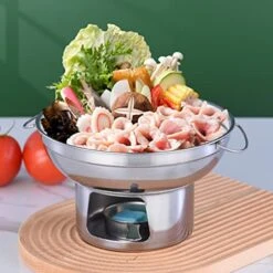 1 Set Stainless Steel Fondue Stove Burner Shabu Hot Pot For Home Camping Hiking Hunting Fishing Cookware 23x23cm -Wilton Shop 51FLdAJnh0L