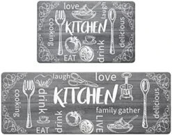 Colorful Anti Fatigue Kitchen Mat Set 2 Pieces Non Skid Waterproof Kitchen Rugs And Runner Sets Cushioned Kitchen Floor Mat Carpet Comfort Standing Mats 17"x28"+17"x48" -Wilton Shop 51FUfe 5dpL. AC
