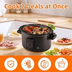 Slow Cooker Divider Liners Fit 6 QT, Silicone Slow Cooker Liners, Reusable & Dishwasher Safe & Leakproof Slow Cooker Liner Inserts 2 Pack (Grey) -Wilton Shop 51Fg40WNPZL