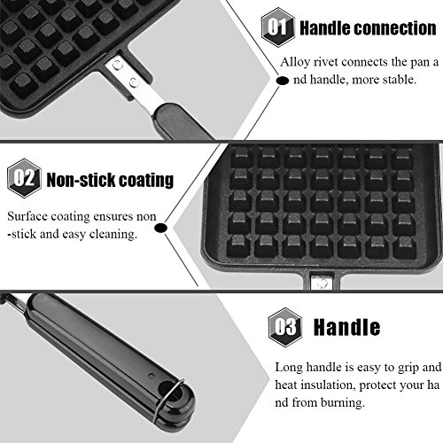 Waffle Maker Pan, Non-stick Double Side Waffle Irons Press For Cooking Baking Tool 5 Waffle Maker Pan, Non-stick Double Side Waffle Irons Press For Cooking Baking Tool - Image 3