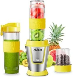 Personal Blender With 2 X 20oz Travel Bottle And Coffee/Spices Jar, Portable Smoothie Blender And Coffee Grinder In One , 500W Single Serve Blender For Shakes And Smoothies, BPA Free, By Yabano (Black) -Wilton Shop 51FkqXD8e4L. AC