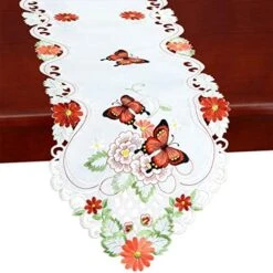 Simhomsen Embroidered Butterfly Table Runner For Spring And Summer, Dresser Scarf (Aqua, 14 X 53 Inches) -Wilton Shop 51FlbFfEtbL. AC 2