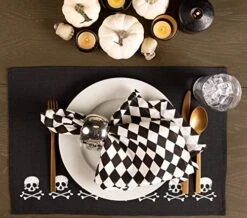 Halloween Party Tabletop Decor, Reusable & Machine Washable Cotton Fabric, Placemat Set, 13x19, Skull & Bones, 4 Piece -Wilton Shop 51FtaT85WEL