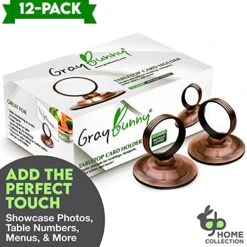 Place Card Holder (12 Pack) Antique Copper – Beautiful Rustic Table Cardholder For Wedding Tabletop Banquet Menu Holders Bronze Clip Table Reserved Seat Number Recipe Holder Restaurants Weddings Party -Wilton Shop 51G63lSUXDL