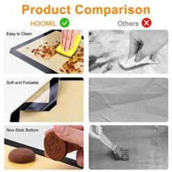 Silicone Baking Mat - HOOMIL Set Of 3 Reusable Silpat Baking Mats, Heat Resistant Food Grade Half Sheet Cooking Mats For Cookies, Macarons, Bread And Pastry -Wilton Shop 51G9FqZgu5L