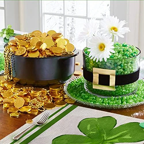 St Patricks Day Placemat 12 X 18 Inch Green Shamrock Lucky Theme Set Of 4 For Dining Table Spring Holiday Rustic Farmhouse Table Mat 4 St Patricks Day Placemat 12 X 18 Inch Green Shamrock Lucky Theme Set Of 4 For Dining Table Spring Holiday Rustic Farmhouse Table Mat - Image 2