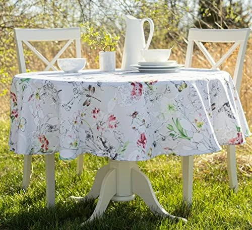 Indoor-Outdoor Spillproof Fabric Tablecloth For Spring/Summer/Party/Picnic (70" Round, Kayah) 9 Indoor-Outdoor Spillproof Fabric Tablecloth For Spring/Summer/Party/Picnic (70" Round, Kayah) - Image 7