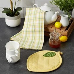 Gift Set Collection Kitchen Set, Potholder & Dishtowel Set, Lemon Plaid, 2 Piece -Wilton Shop 51GDXdKFPZL