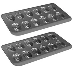 Madeleine Pans, 12-Well Nonstick Baking Pans Set Of 2, Heavy Duty Shell Shaped Mini Cookies Cake Mold Pan