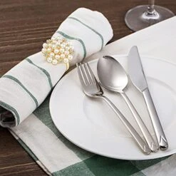 Set Of 12 Rhinestone Napkin Ring Pearl Wedding Holiday Napkin Holder Home Table Decor Diamante, Linnens, Party, Christmas Celebration -Wilton Shop 51GLQdUXeOL