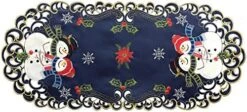 Holiday Christmas Table Runner Embroidered Snowman Snowflake Poinsettia Oval Dresser Scarf Blue Gold (15x34” Blue) Winter Decoration 25 Holiday Christmas Table Runner Embroidered Snowman Snowflake Poinsettia Oval Dresser Scarf Blue Gold (15x34” Blue) Winter Decoration -Wilton Shop 51GNc1hFZLL. AC