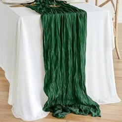 Cheesecloth Table Runner Gauze Decorations - 10ft Rustic Sheer Dark Green Gauze Table Runners, Decoration For Boho Romantic Bridal Baby Shower Birthday Garden Party, Dinning Decor Fabric-YAWALL