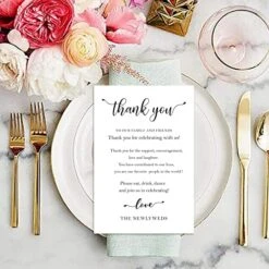 100 Wedding Thank You Place Setting Cards, Wedding Table Centerpieces And Wedding Decorations, Wedding Table Decorations, Wedding Favors For Guests, 4 X 6 In -Wilton Shop 51GQu2UysXL