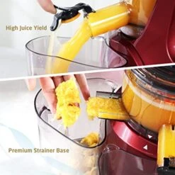 Rtical Grind Cold Press Juicer, Anti-Oxidation Wide Chute Slow Grinding Juicer With 60 RPM 240W AC Motor & Large 3” Mouth The Ultimate Fruit And Vegetable Juice Extractor (Red) -Wilton Shop 51GXPYguZNL