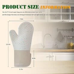 , Oven Mitts 13" Extra Long, Silicone + Cotton Lining + Cotton, Easy Clean, 500F° Heat Resistant Silicone Oven Mitt -Wilton Shop 51Gbija5IBL