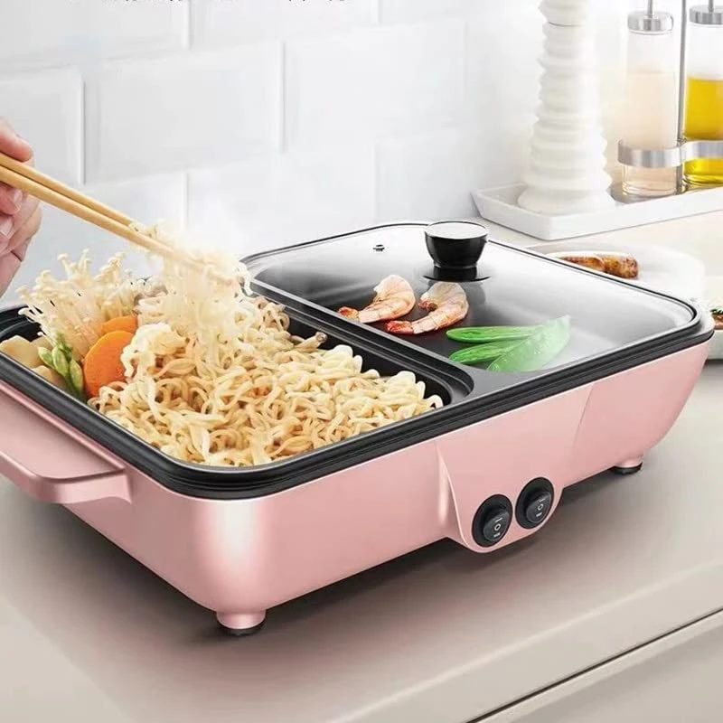 WAZTT Home And Travel Non-Stick Frying Pan Dual Purpose Electric Grill With Hot Pot Cooking Pot Cooking Pot (Color : D, Size : 34.5 * 22 * 8cm) 6 WAZTT Home And Travel Non-Stick Frying Pan Dual Purpose Electric Grill With Hot Pot Cooking Pot Cooking Pot (Color : D, Size : 34.5 * 22 * 8cm) - Image 4