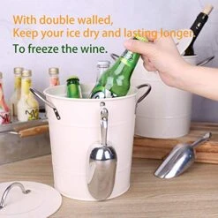 Home By Jackie Inc T586 Cream 4L Metal Double Walled Ice Bucket Set With Lid And Scoop -Wilton Shop 51Gj8eXYGUL