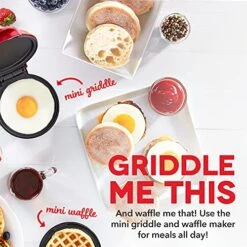 Dash Mini Maker Waffle Maker + Griddle, 2-Pack Griddle + Waffle Iron - Red & Mini Maker For Individual Waffles, Hash Browns, Keto Chaffles With Easy To Clean, Non-Stick Surfaces, 4 Inch, Red -Wilton Shop 51GqW8RDWbS