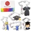 Graduation Cookie Cutter Set 5-pc With Graduation Cap, Gown, Diploma, Graduate, Shooting Star & Recipe Booklet Class Of 2022 Graduation Cookie Cutters By Ann Clark -Wilton Shop 51GrZfDQM8L