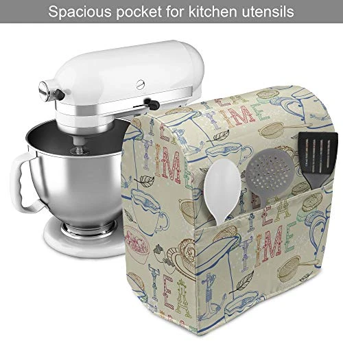 Ambesonne Tea Party Stand Mixer Cover, Pale Colored Tea Time Themed Image With Various Kitchenware And Sweets Pattern, Kitchen Appliance Organizer Bag Cover With A Pocket, 6-8 Quarts, Multicolor 3 Ambesonne Tea Party Stand Mixer Cover, Pale Colored Tea Time Themed Image With Various Kitchenware And Sweets Pattern, Kitchen Appliance Organizer Bag Cover With A Pocket, 6-8 Quarts, Multicolor