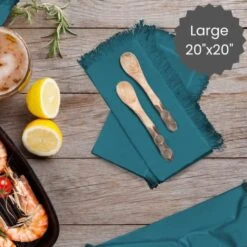 H Dinner Napkins With Fringes – Perfect Everyday Use Table Linen – Soft Durable Washable – Ideal For Party Wedding Farmhouse Christmas Easter – Set Of 12 (20x20 In/Teal Green) -Wilton Shop 51Gxy4aR8sL
