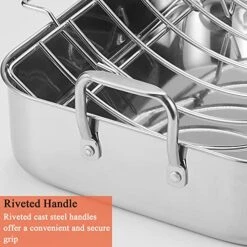 Stainless Steel Roasting Pan With Rack, 16.5 Inch Rectangular Turkey Roaster Lasagna Pan For Roasting Turkey, Chicken, Meat & Vegetables, Non-toxic & Heavy Duty, Easy Clean & Dishwasher Safe 11 Stainless Steel Roasting Pan With Rack, 16.5 Inch Rectangular Turkey Roaster Lasagna Pan For Roasting Turkey, Chicken, Meat & Vegetables, Non-toxic & Heavy Duty, Easy Clean & Dishwasher Safe -Wilton Shop 51GyobqoZ6L
