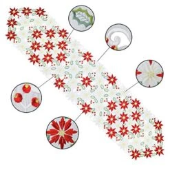 Christmas Poinsettia Table Runner For Holiday Decorations, Embroidered Holly Leaves 14 × 90 Inch -Wilton Shop 51GzK0vmoAL