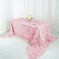 90x156 Blush Satin Raised Rosettes Rectangle Tablecloth Wedding Party Dining Room Table Linens -Wilton Shop 51H4nxkBKYL