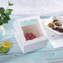 [25pcs] 6" White Bakery Boxes With Pvc Window For Pie And Cookies Boxes Small Natural Craft Paper Box,6x6x2.5inch(White,25) -Wilton Shop 51HCSmr7q3L